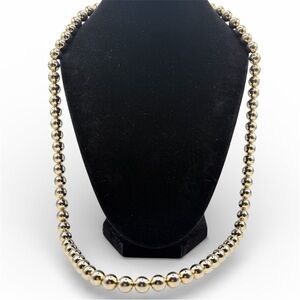 Vintage Gold Tone Beaded Necklace 30.5” Long Statement Classic Strand